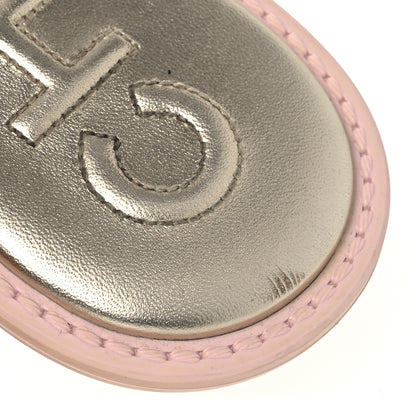 Chanel Tweed Camellia Thong Sandals 37.5 Salmon Apricot Gold 11 of 13