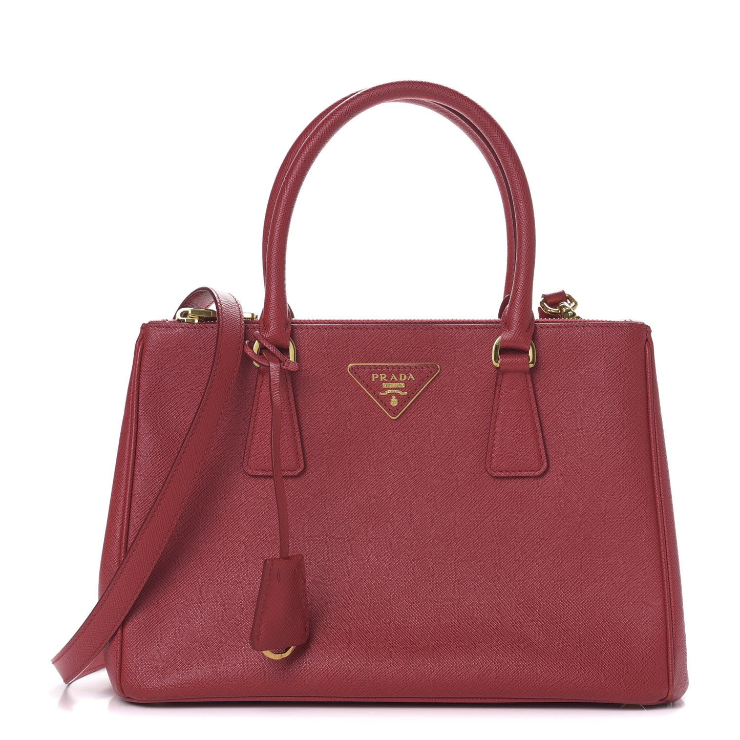 Saffiano Small Galleria Double Zip Tote Cerise