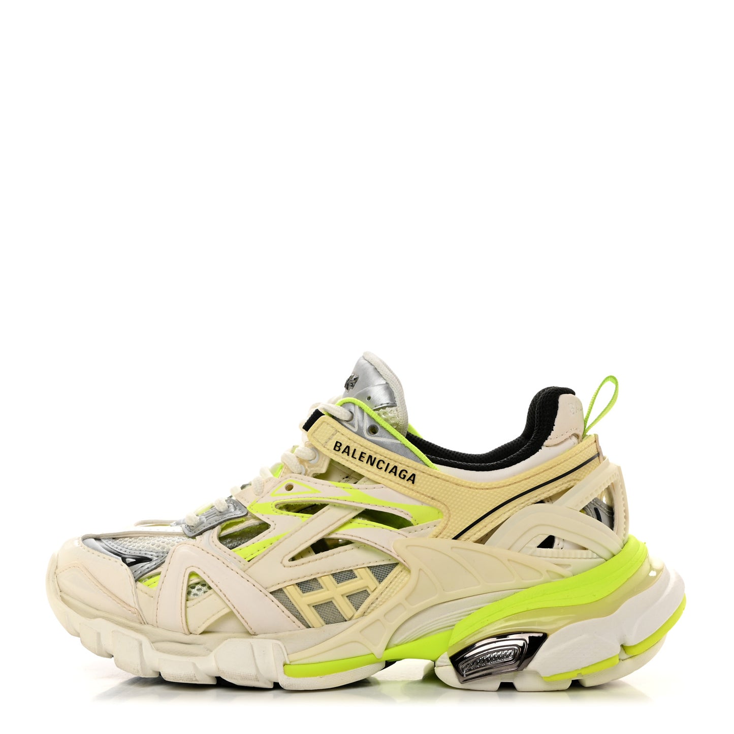 Rubber Mesh Bi-Color Womens Track.2 Open Sneakers 35 White Fluo Yellow