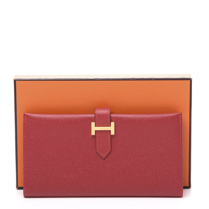 Hermes Courchevel Bearn Gusset Wallet Rouge Casaque 10 of 10