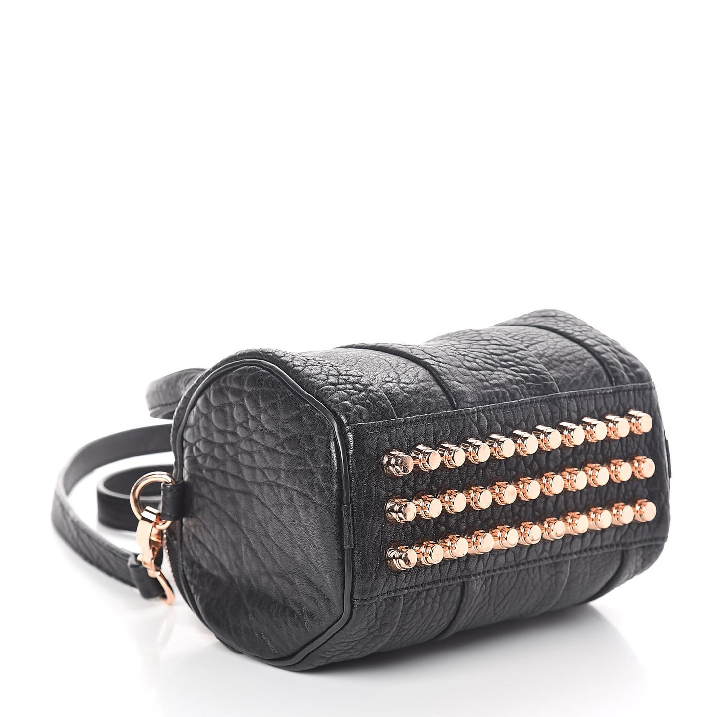 Pebbled Lambskin Mini Rockie Black Rose Gold Hardware