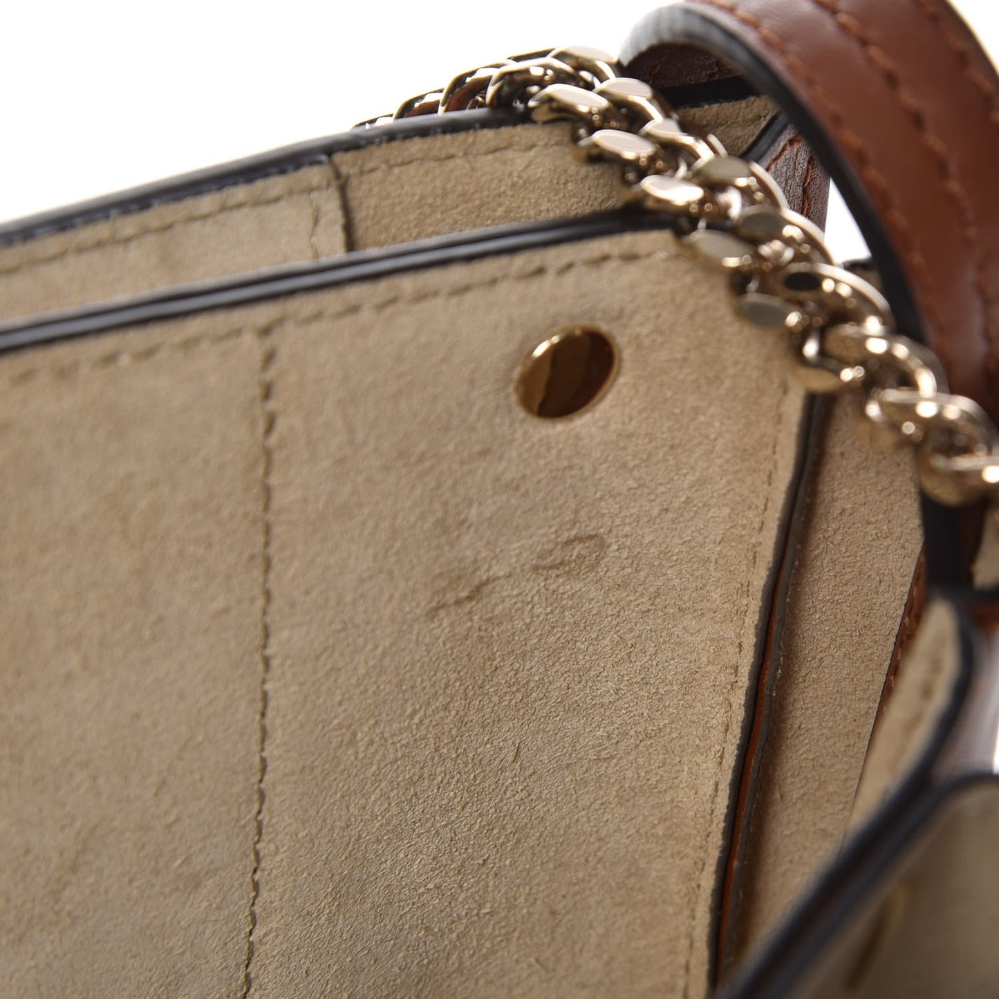 Suede Calfskin Small Faye Shoulder Bag Tobacco