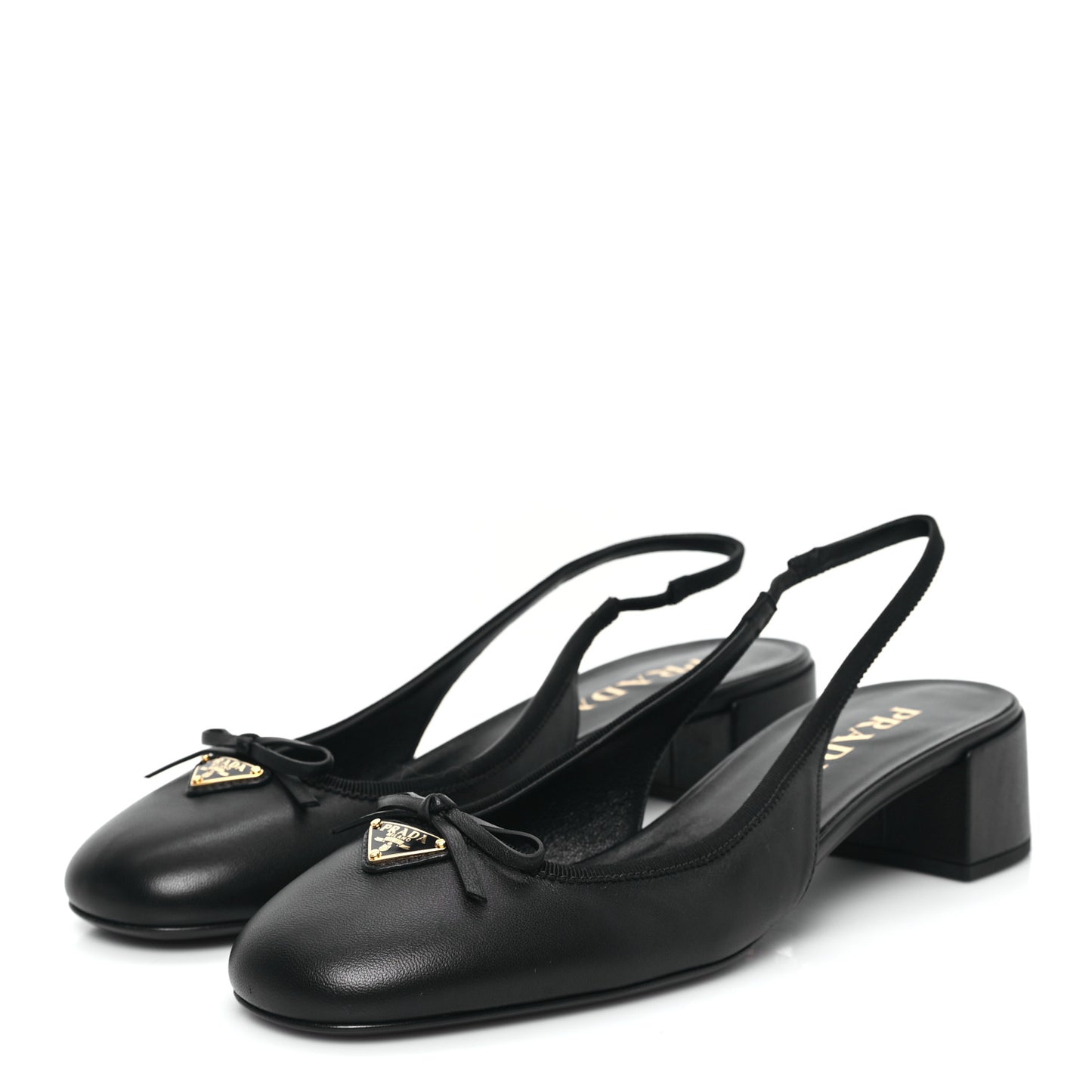 Nappa Triangle Bow 45mm Slingback Pumps 39 Black