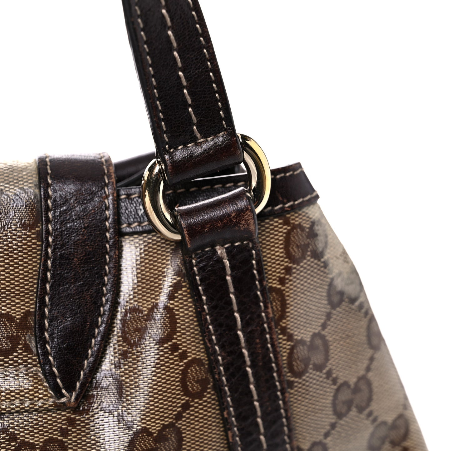 Crystal Monogram Duchessa Flap Shoulder Bag Dark Brown