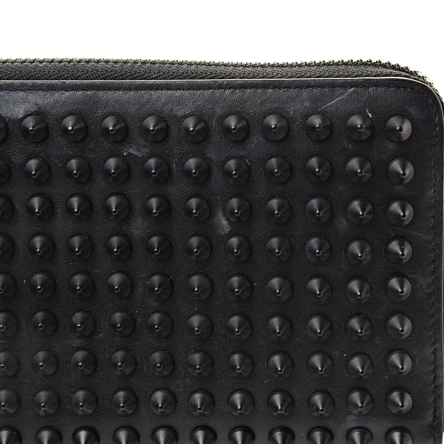 Calfskin Panettone Spiked Zip Around Wallet Black