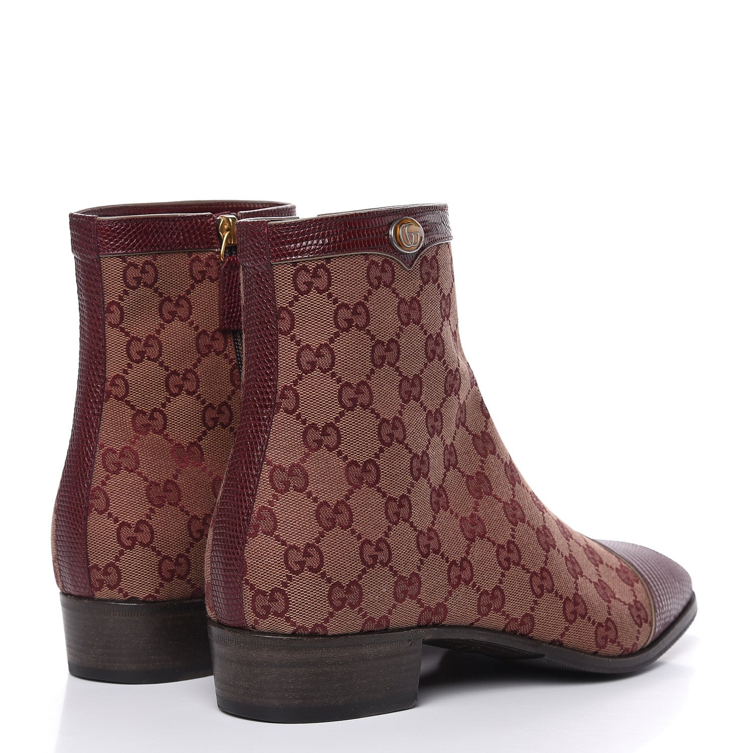 Gucci GG Monogram Lizard Mens GG Ankle Boots 9 Sahara Rubino Bright Bordeaux 4 of 9
