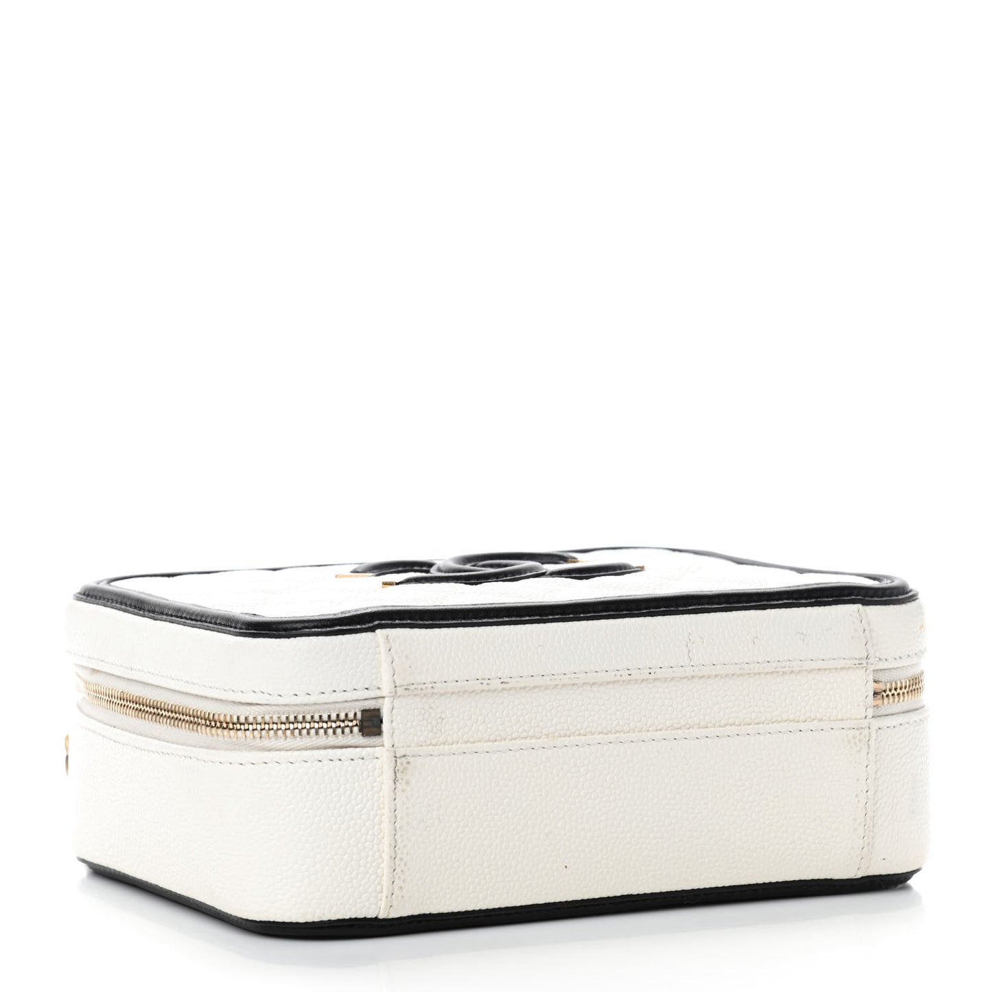 Caviar Quilted Medium CC Filigree Vanity Case White Black
