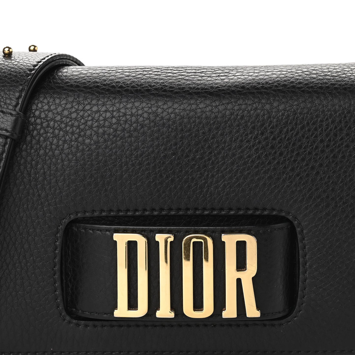 Grained Calfskin Dio(r)evolution Flap Bag Black