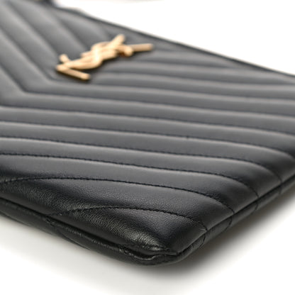 Saint Laurent Calfskin Matelasse Chevron Monogram A5 Wristlet Black 10 of 11