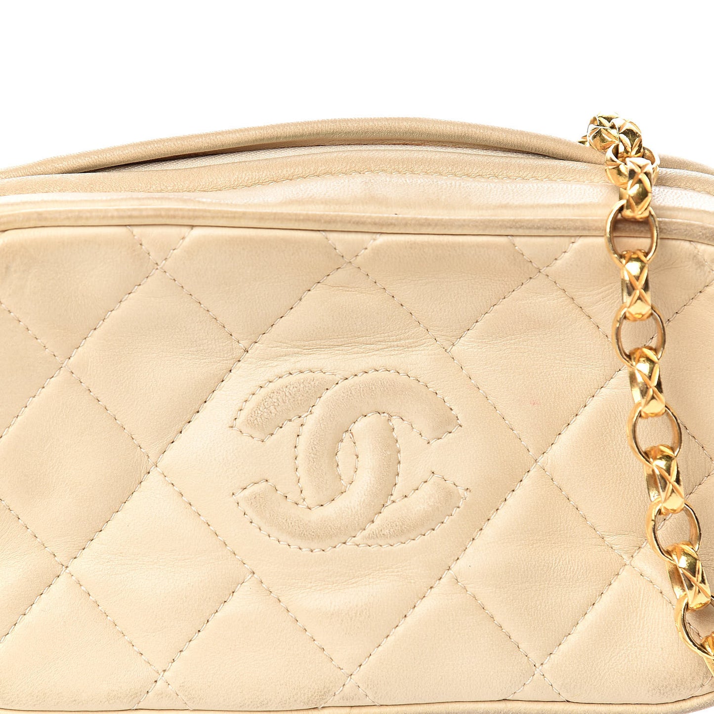 Lambskin Small Tassel Camera Case Beige