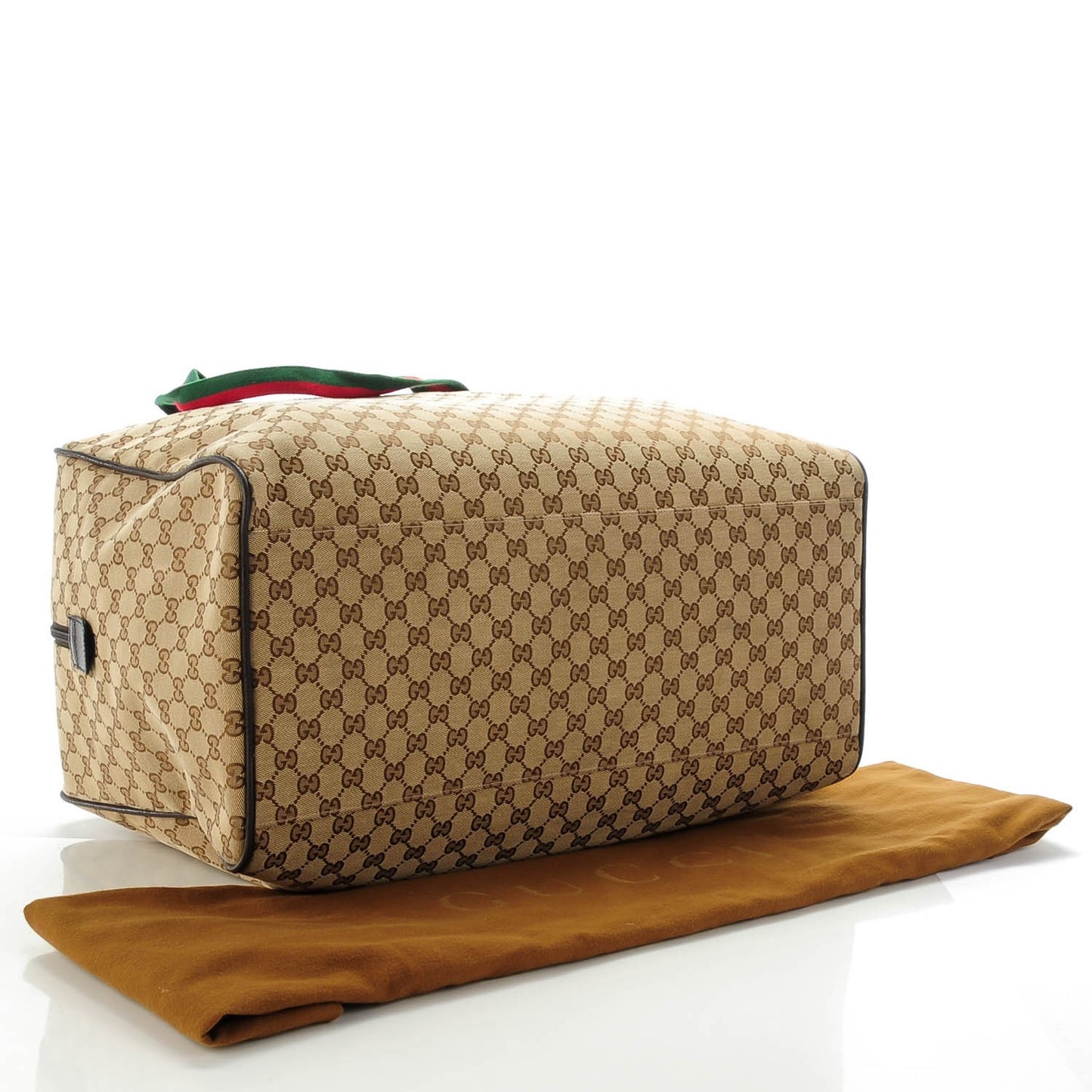 GG Monogram Web Large Collapsible Carry On Duffle Beige Brown