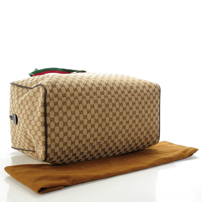 Gucci GG Monogram Web Large Collapsible Carry On Duffle Beige Brown 4 of 7