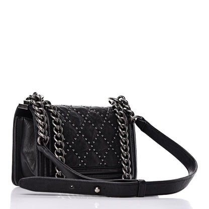 Chanel Crumpled Lambskin Small Studded Boy Flap Black 3 of 12