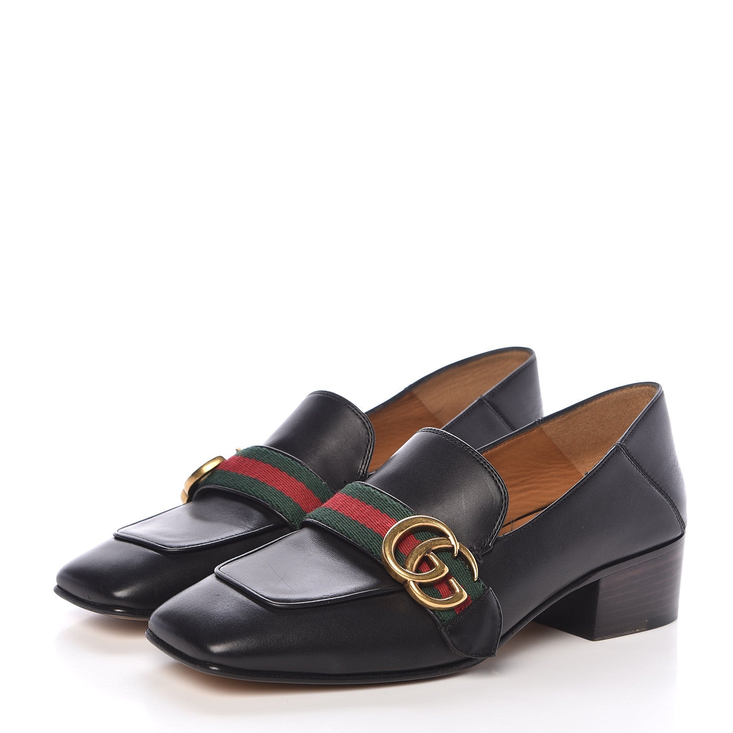 Gucci Calfskin Web Womens Peyton Loafers 36 Black 3 of 9