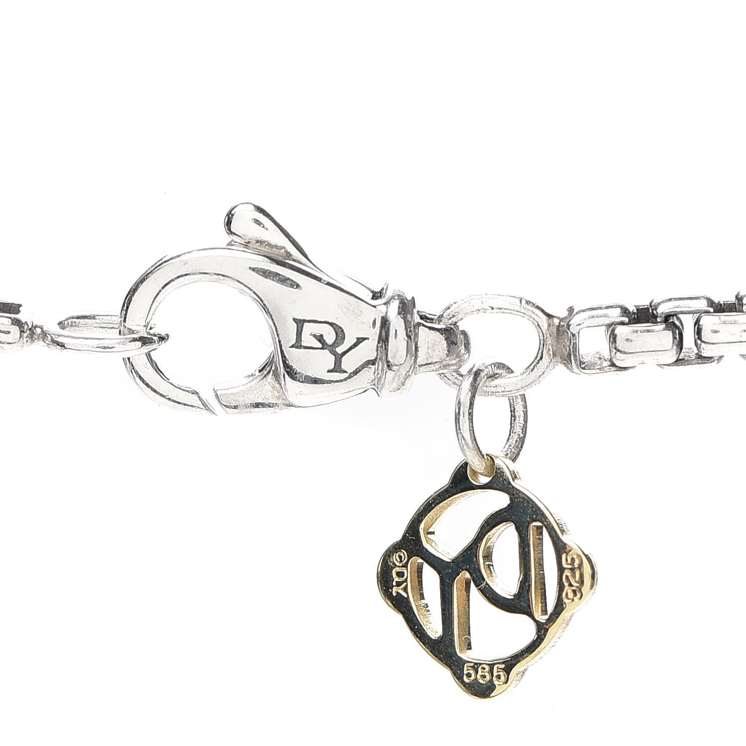 David Yurman Sterling Silver 14K Yellow Gold Diamond Black Onyx 17mm Albion Pendant Necklace 4 of 5