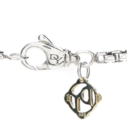 David Yurman Sterling Silver 14K Yellow Gold Diamond Black Onyx 17mm Albion Pendant Necklace 4 of 5
