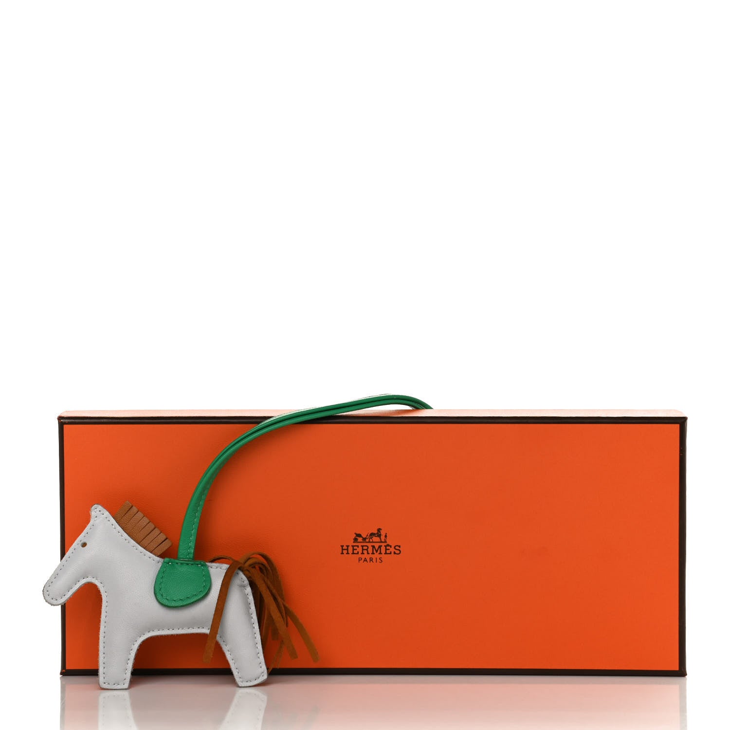 Hermes Milo Lambskin Grigri Rodeo Horse Bag Charm PM Bleu Brume Sesame Menthe 10 of 11