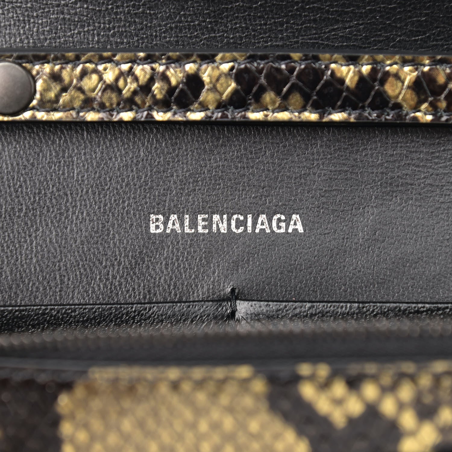Balenciaga Metallic Calfskin Snake Effect Hourglass Chain Bag Gold Black 6 of 8