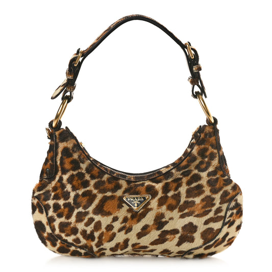 Cavallino Leopard Print Shoulder Bag Avorio