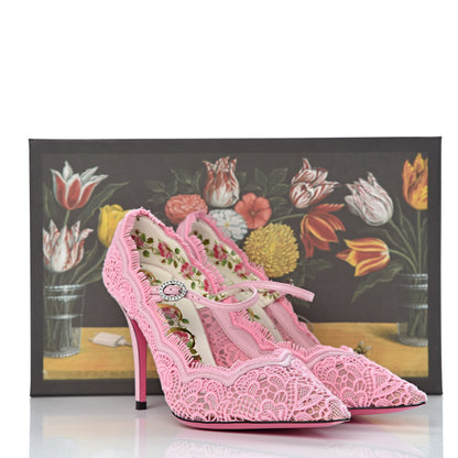 Gucci Lace Pizzo Venice Pumps 37 Sugar Pink 8 of 8