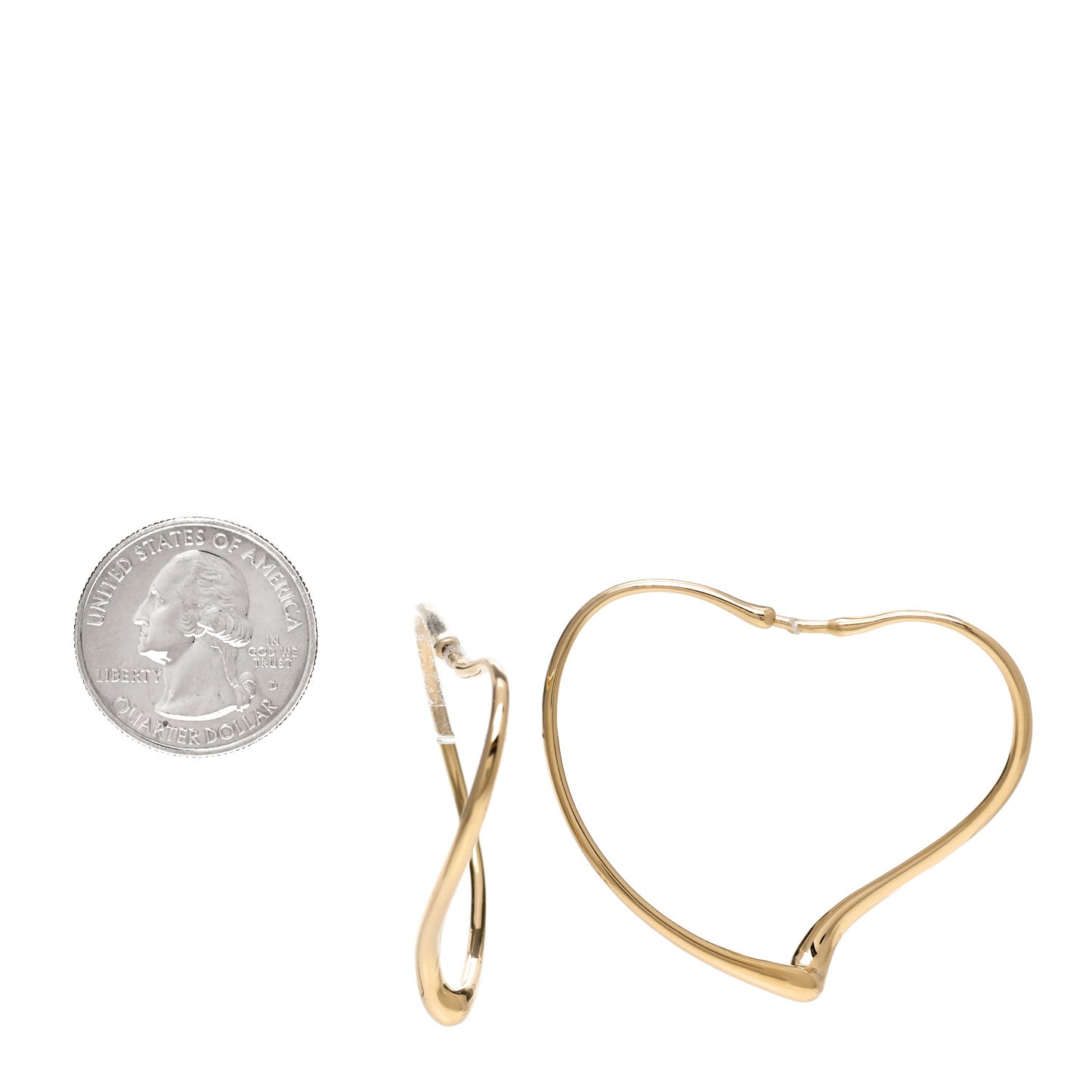 18K Yellow Gold Medium Elsa Peretti Open Heart Hoop Earrings