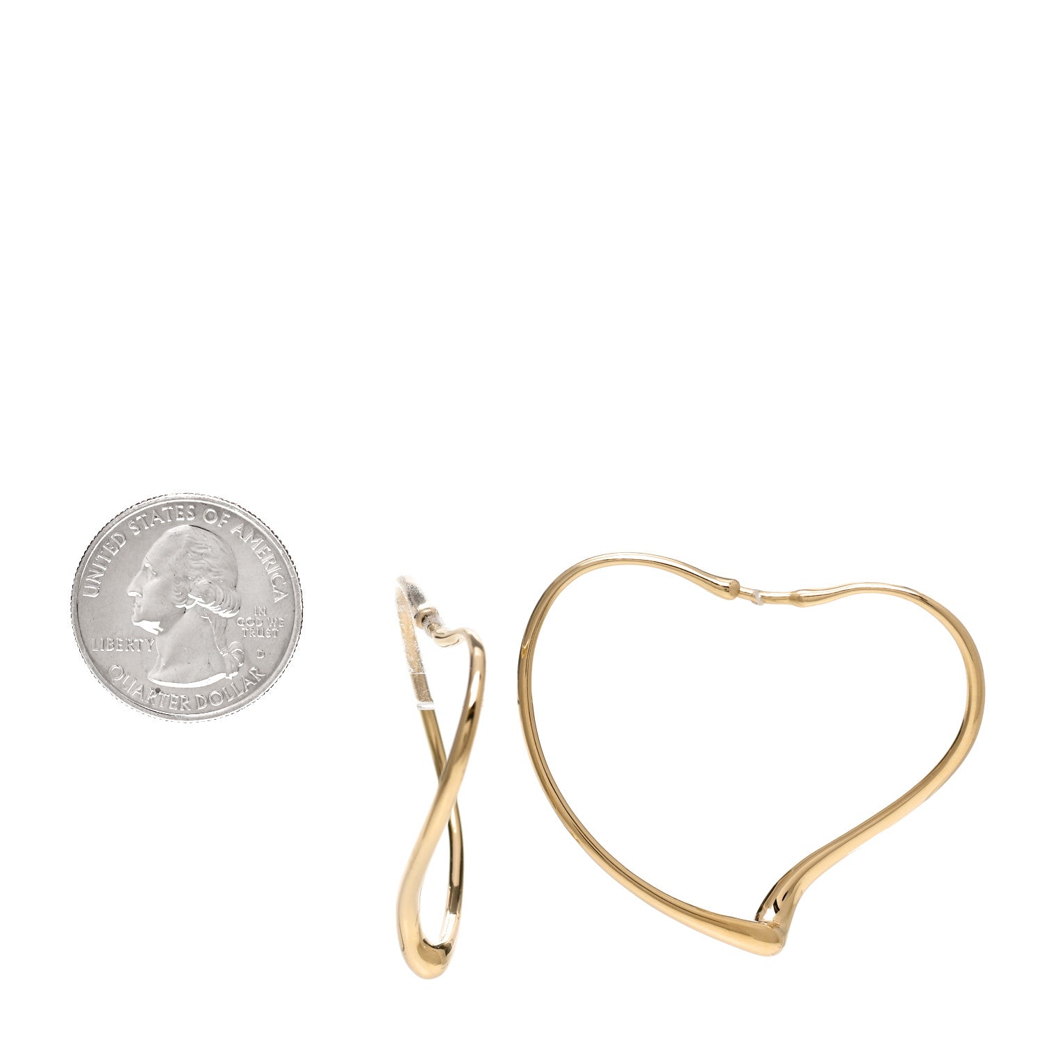 Tiffany 18K Yellow Gold Medium Elsa Peretti Open Heart Hoop Earrings 2 of 5
