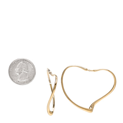 Tiffany 18K Yellow Gold Medium Elsa Peretti Open Heart Hoop Earrings 2 of 5
