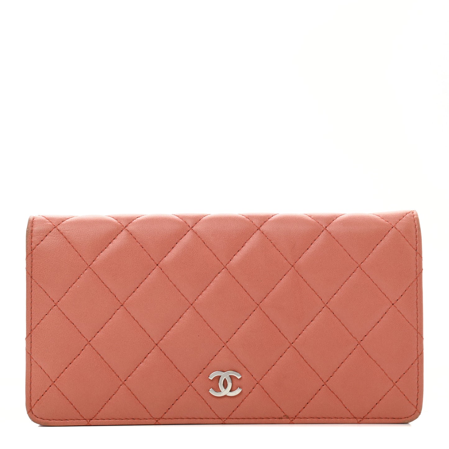 Lambskin Quilted Yen Wallet Orange