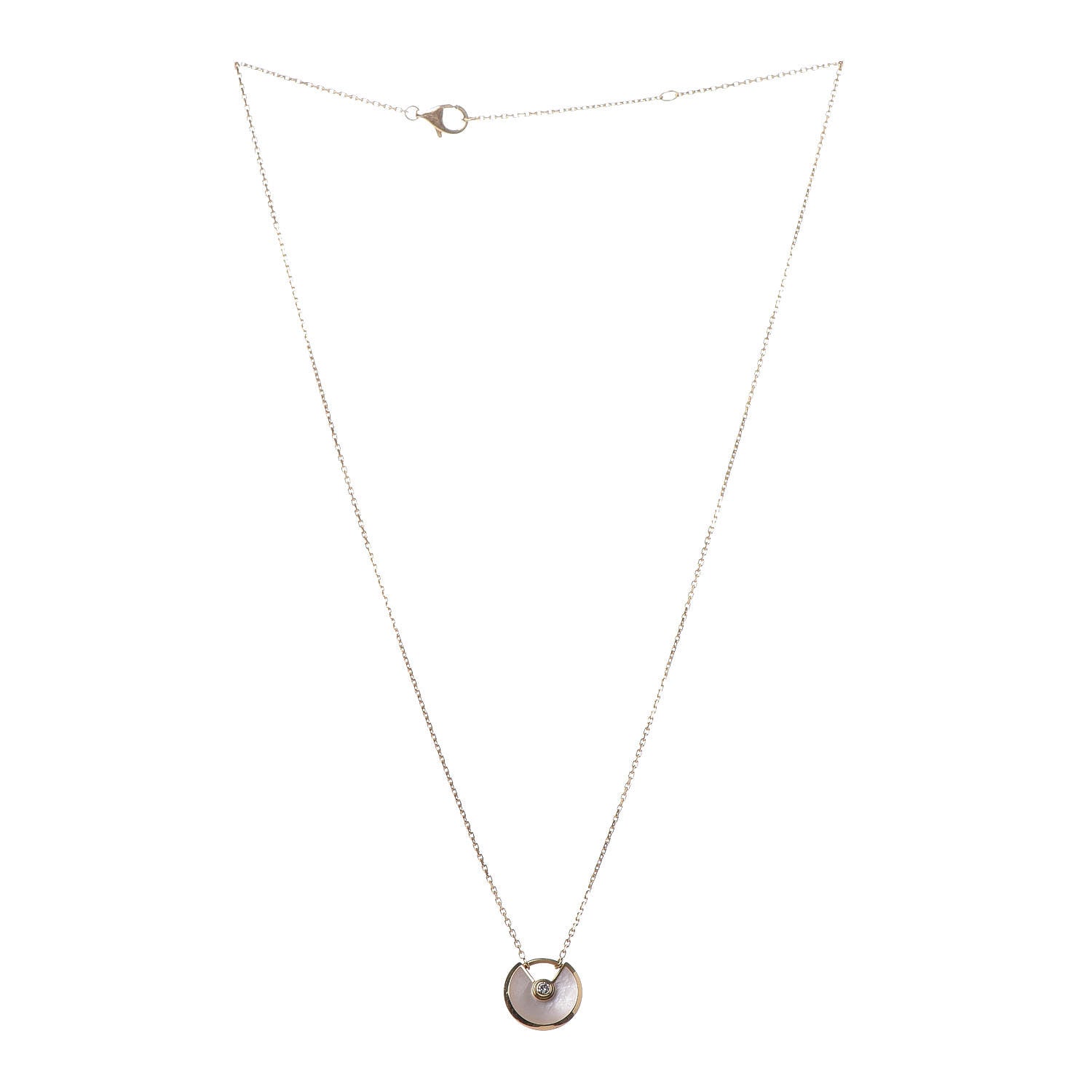 Cartier 18K Yellow Gold Diamond Mother of Pearl XS Amulette de Cartier Pendant Necklace 3 of 7