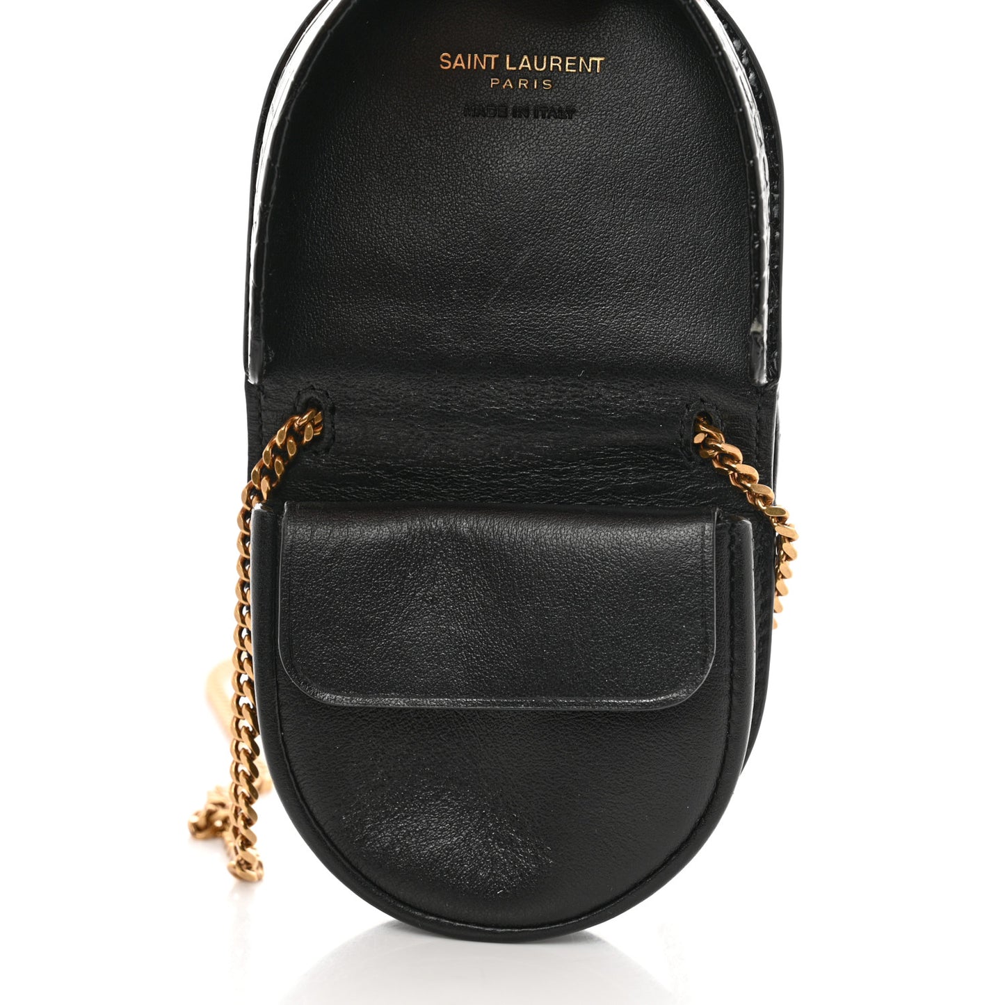 Patent Crocodile Embossed Monogram Baby Kaia Crossbody Bag Black