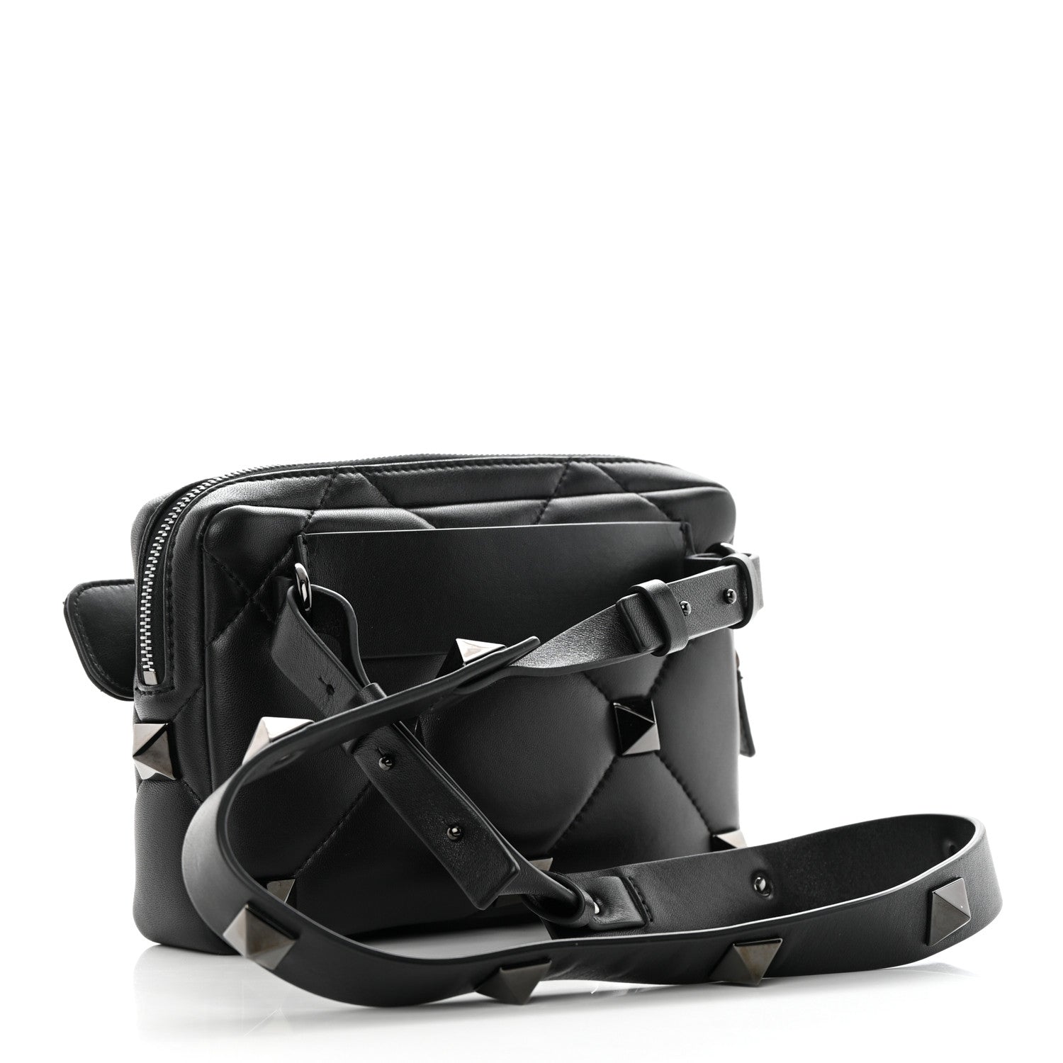 Valentino Garavani Nappa Monochrome Roman Stud Crossbody Bag Black 2 of 11