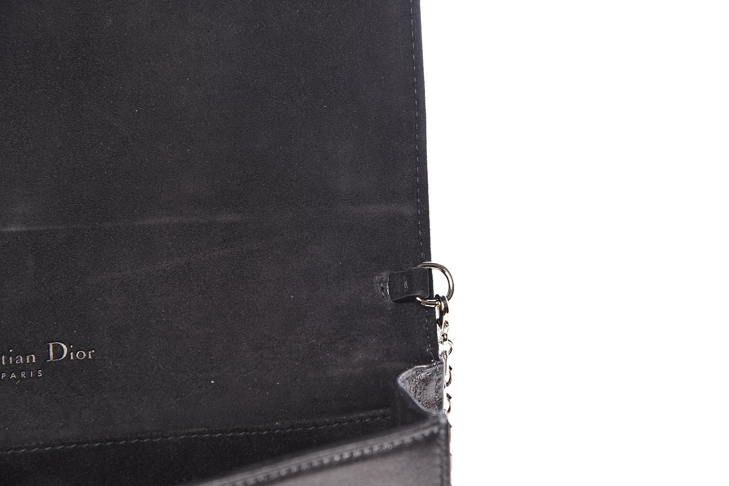 Metallic Calfskin Cannage Lady Dior Convertible Clutch Gunmetal