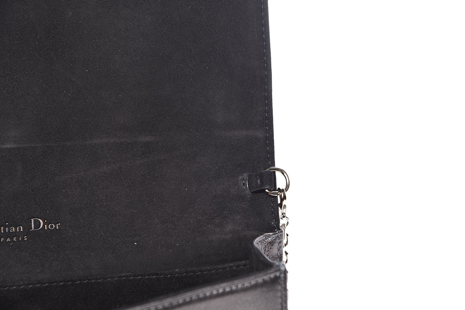 Christian Dior Metallic Calfskin Cannage Lady Dior Convertible Clutch Gunmetal 12 of 14