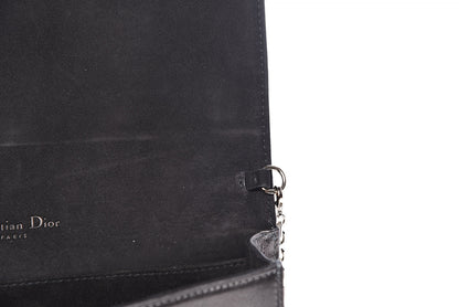 Christian Dior Metallic Calfskin Cannage Lady Dior Convertible Clutch Gunmetal 12 of 14
