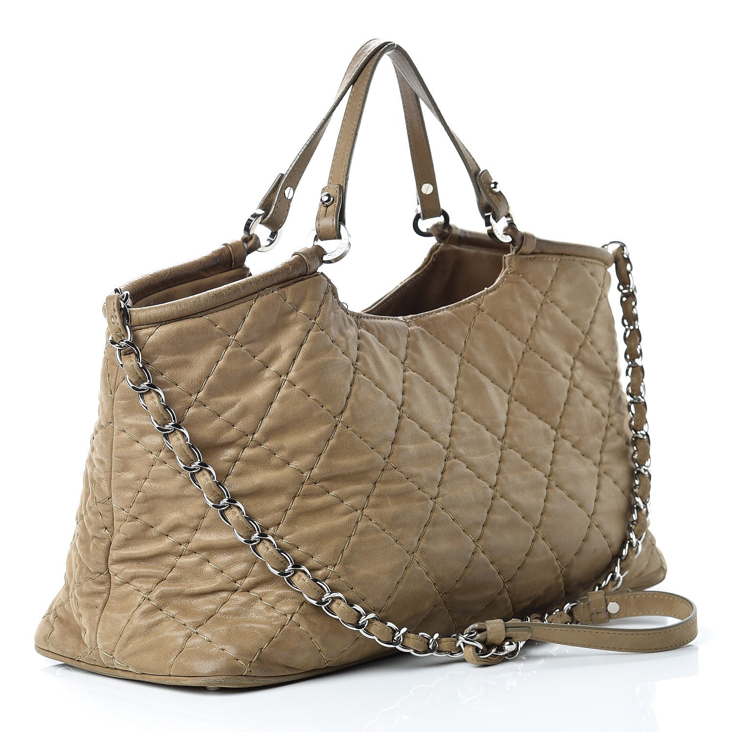 Chanel Iridescent Calfskin Quilted Small Sea Hit Tote Beige 4 of 20