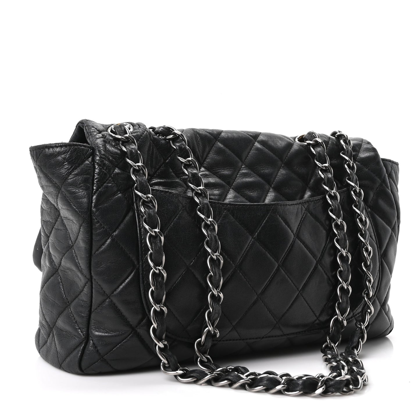 Lambskin Quilted Jumbo Single Flap Black