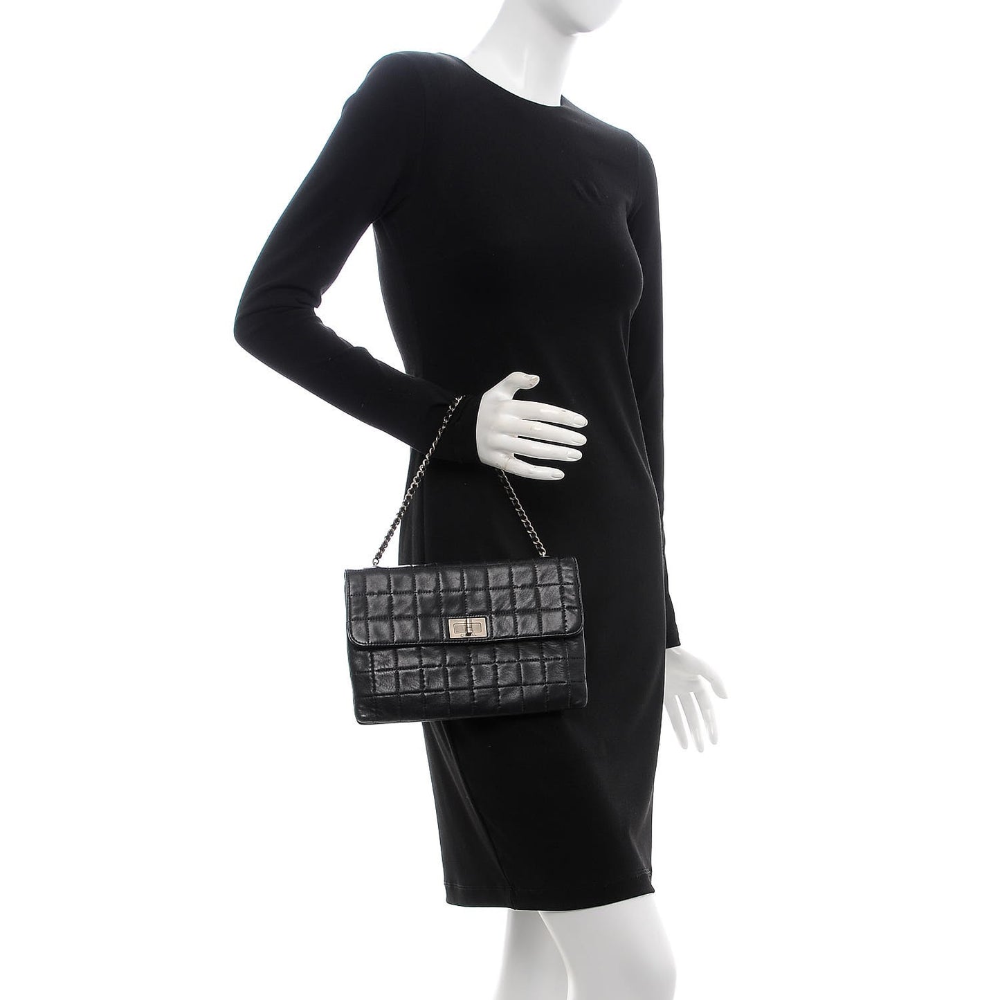 Lambskin Chocolate Bar Mademoiselle Flap Black