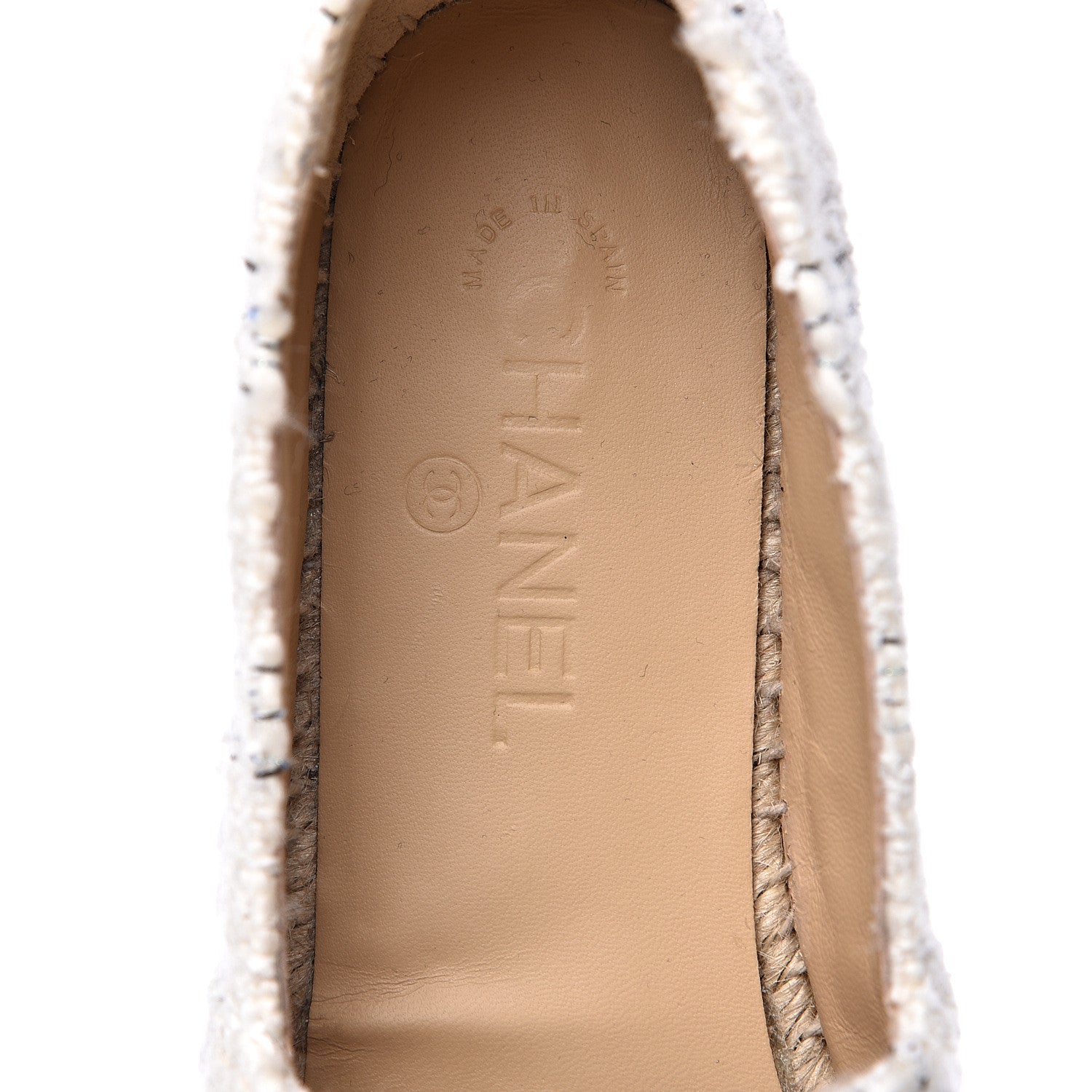 Chanel Tweed CC Espadrilles 41 Ecru White Blue Black 6 of 10