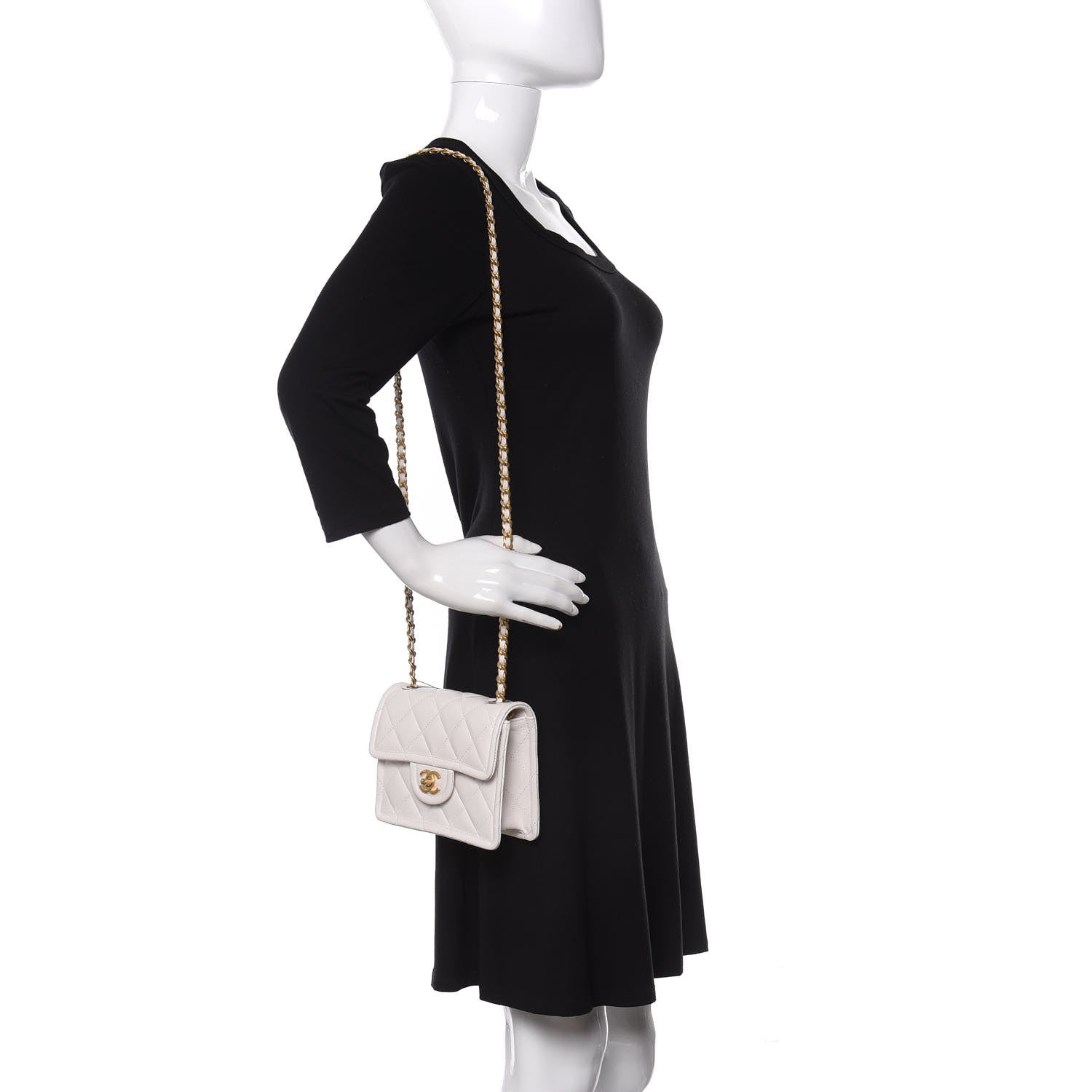 Chanel Caviar Quilted Mini Sweet Classic Flap White 2 of 11