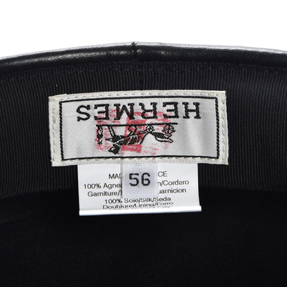 Hermes Lambskin Beret 56 Black 5 of 5