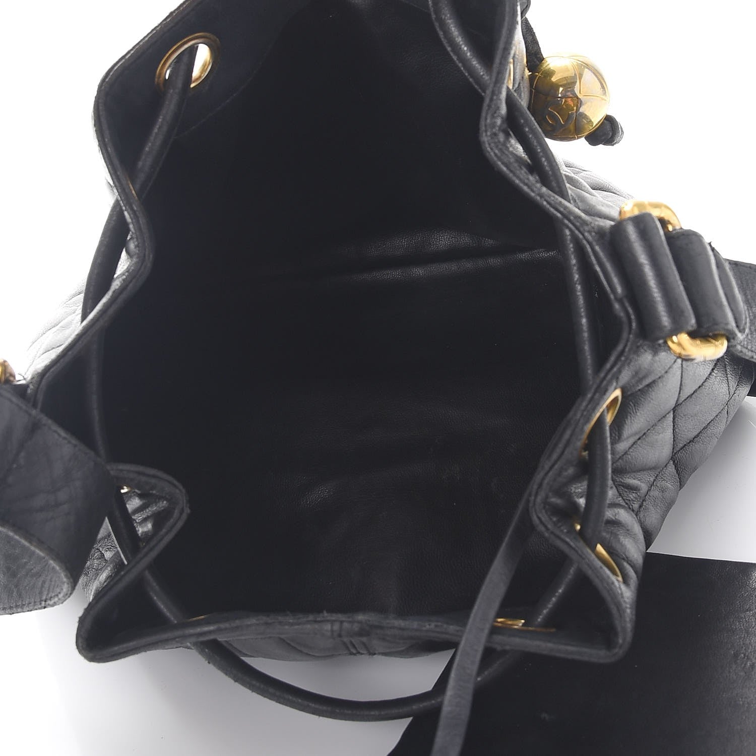 Chanel Lambskin Quilted Drawstring Bag Black 11 of 39