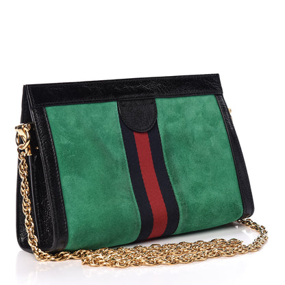 Gucci Suede Patent Web Small Ophidia Chain Shoulder Bag New Shamarock Black 3 of 11