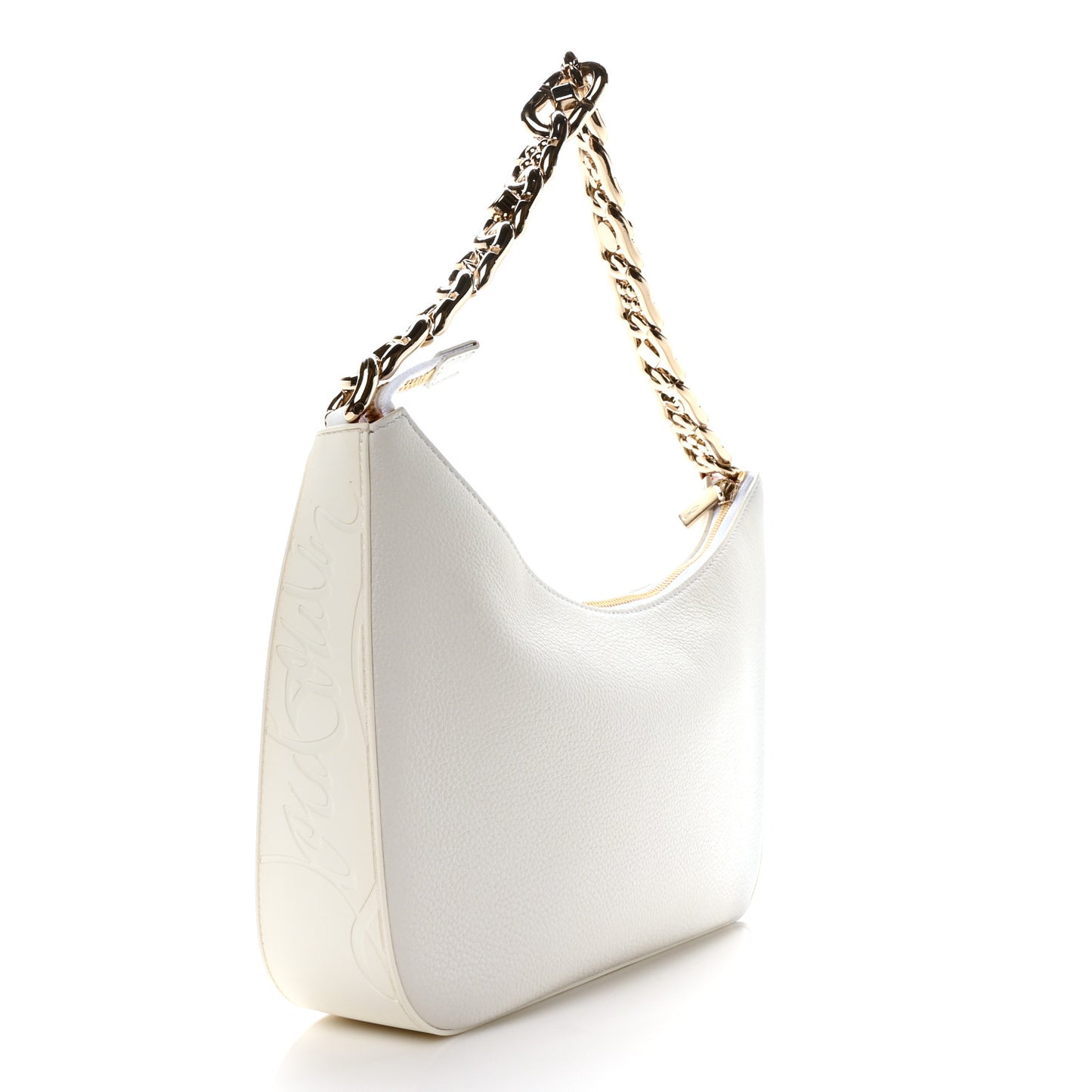 Calfskin Large Loubila Chain Shoulder Bag White