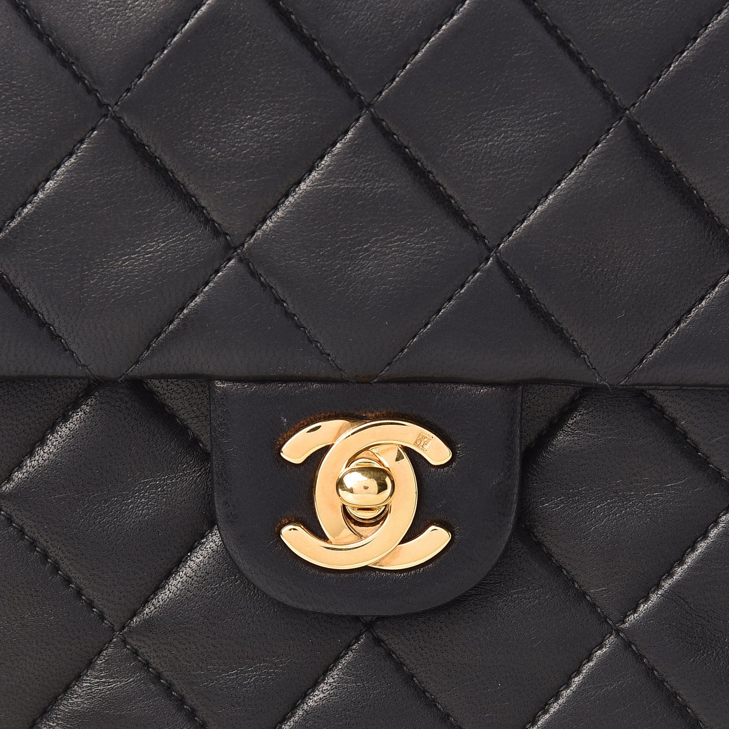Lambskin Quilted Mini Square Flap Black