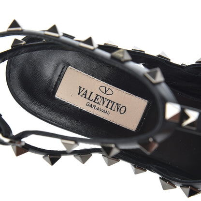 Valentino Garavani Crinkled Patent Rockstud Ankle Strap 100mm Pumps 37.5 Black 6 of 11