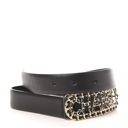 Chanel Calfskin CC Chain Vintage Allure Logo Belt 85 34 Black 3 of 8