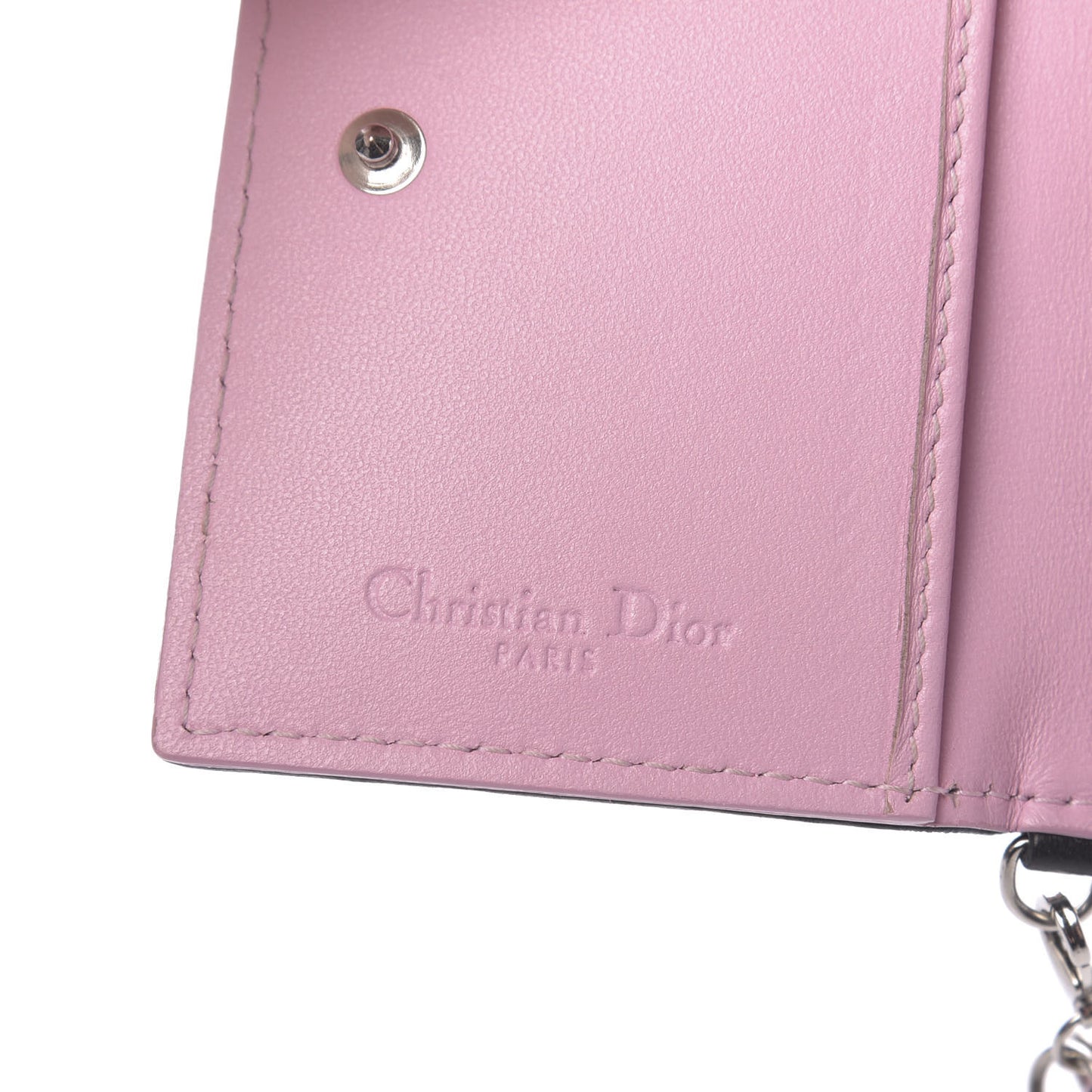 Lambskin Cannage Bi-Color Small Lady Dior Flap Card Holder Black Pink