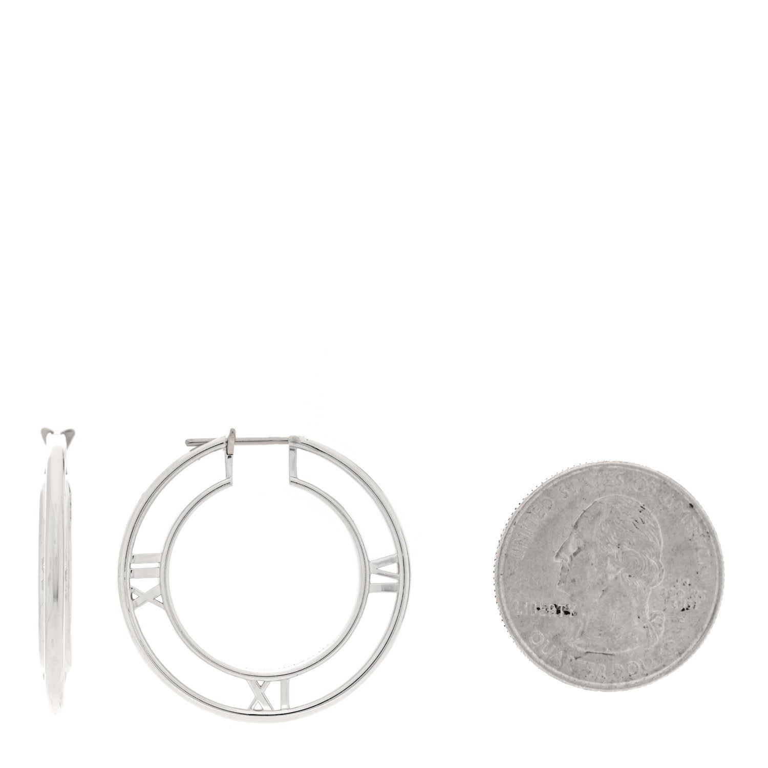 Tiffany Sterling Silver Atlas Cutout Hoop Earrings 2 of 4