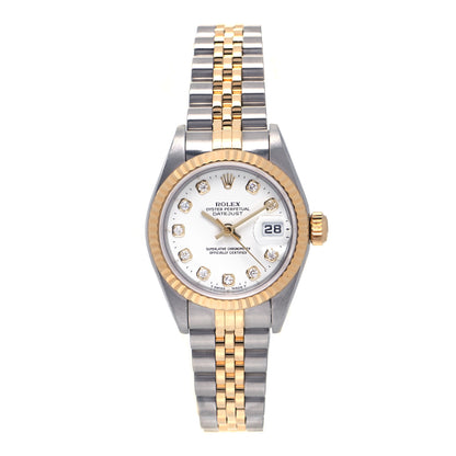 Rolex Stainless Steel 18K Yellow Gold Diamond 26mm Oyster Perpetual Datejust Watch White 79173 2 of 8