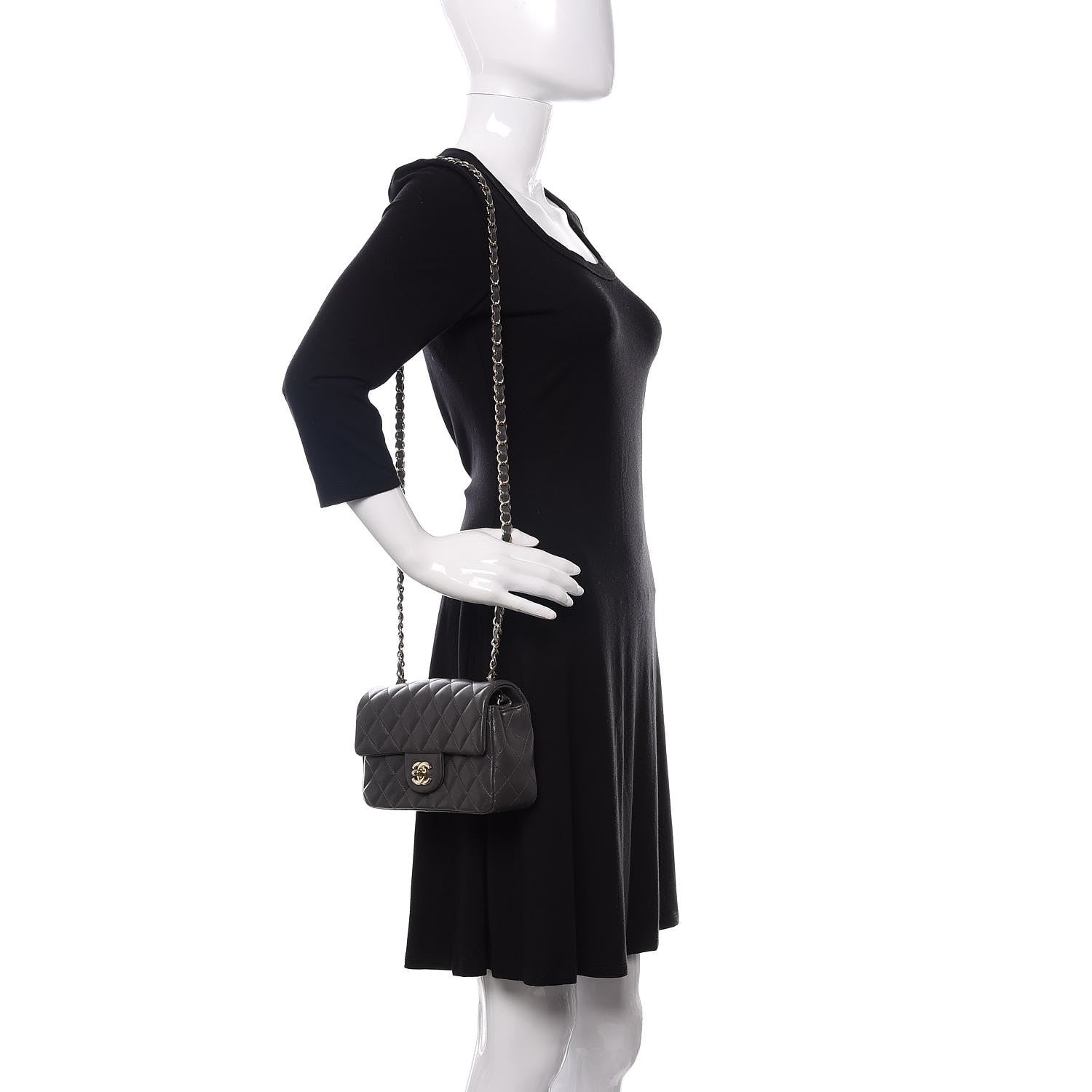Chanel Lambskin Quilted Mini Rectangular Flap Grey 2 of 13